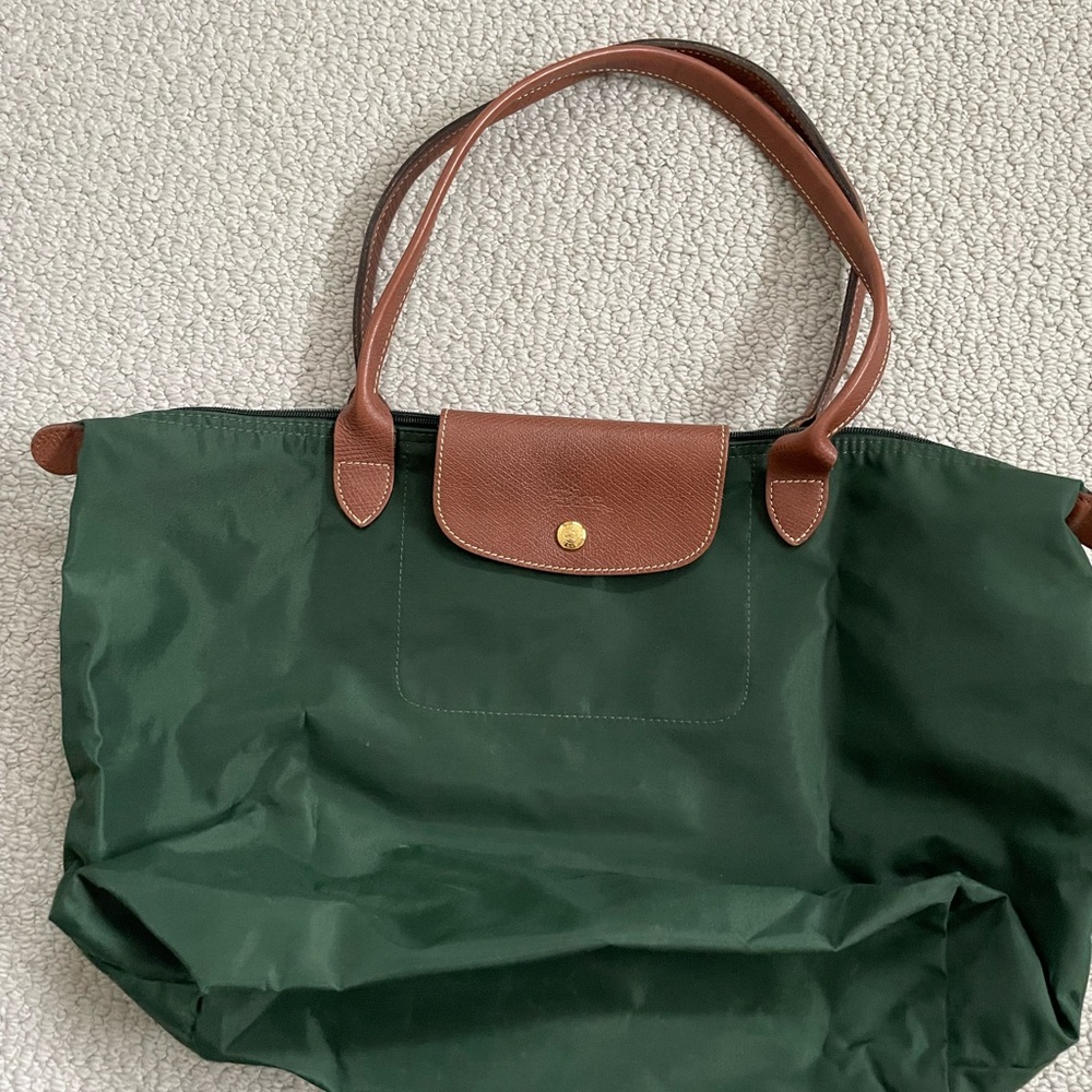 Longchamp Green and Brown Tote Bag